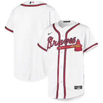 youth nike white atlanta braves home replica team jersey